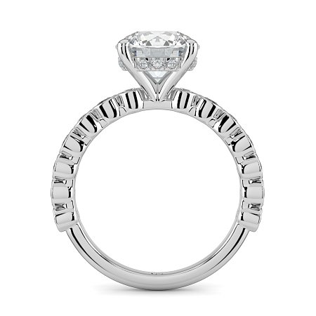 Cara 4 Claws with Oval and Round Diamonds on Band