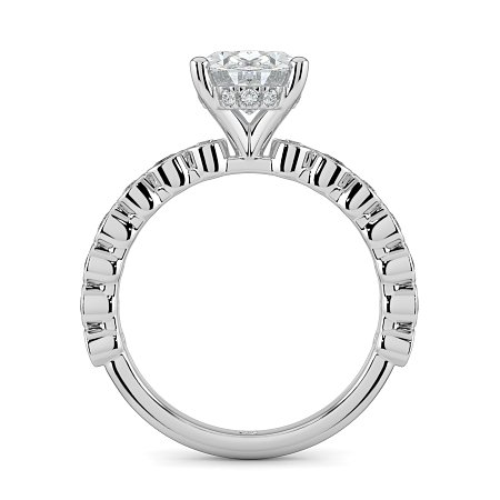 Cara 4 Claws with Oval and Round Diamonds on Band