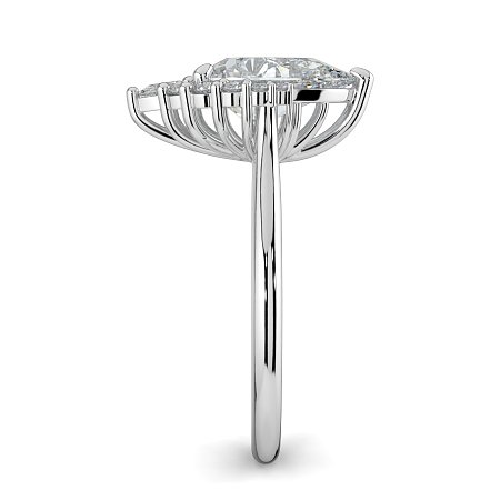 Cathedral 3 Claws with Half Halo of Round and Pear Diamonds