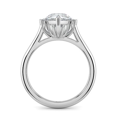Cathedral 3 Claws with Half Halo of Round and Pear Diamonds