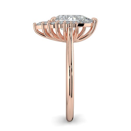 Cathedral 3 Claws with Half Halo of Round and Pear Diamonds