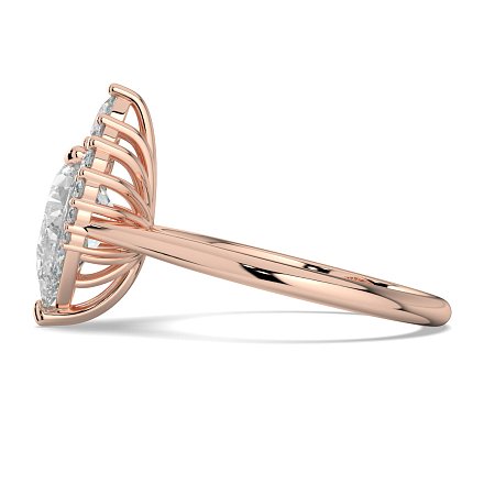 Cathedral 3 Claws with Half Halo of Round and Pear Diamonds