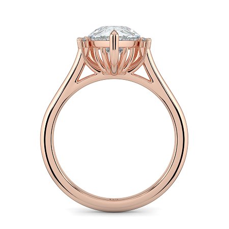 Cathedral 3 Claws with Half Halo of Round and Pear Diamonds