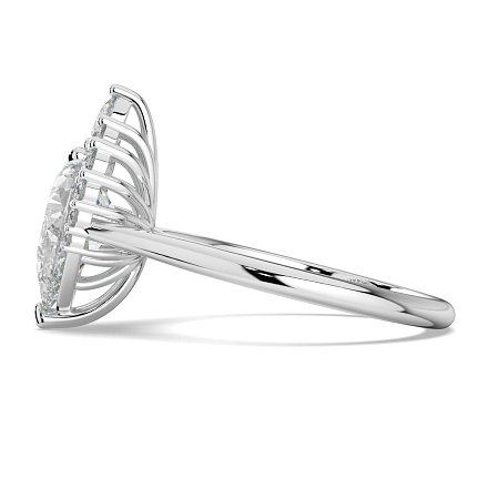 Cathedral 3 Claws with Half Halo of Round and Pear Diamonds