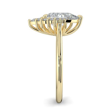 Cathedral 3 Claws with Half Halo of Round and Pear Diamonds
