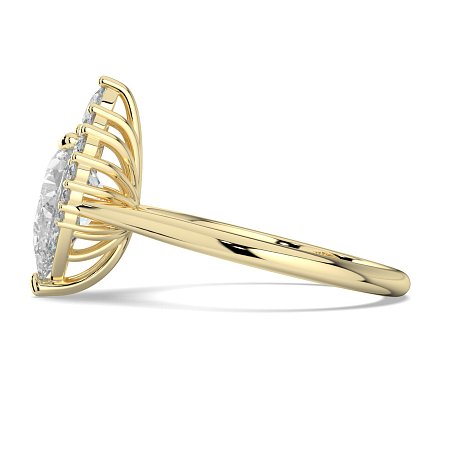 Cathedral 3 Claws with Half Halo of Round and Pear Diamonds