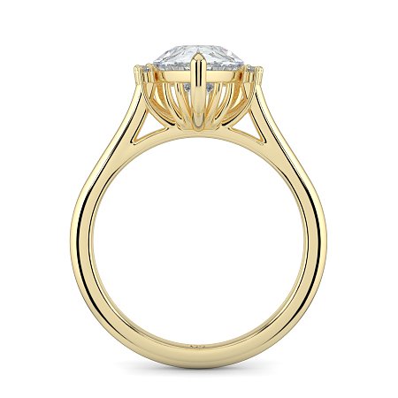 Cathedral 3 Claws with Half Halo of Round and Pear Diamonds