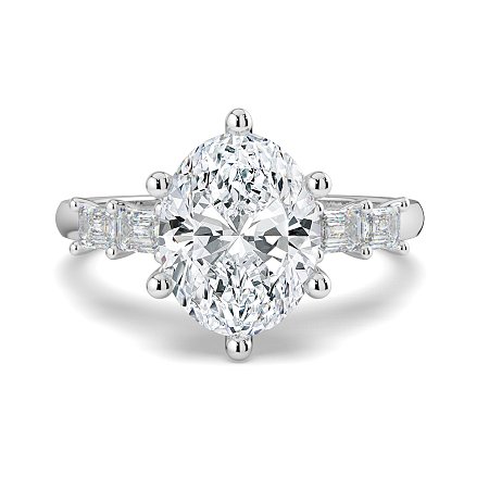 Cathedral 6 Claws with Emerald Diamonds on Band
