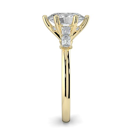 Cathedral 6 Claws with Emerald Diamonds on Band