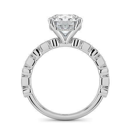 Cara 4 Claws with Emerald and Round Diamonds on Band