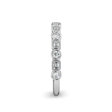 Cara Wedding Ring with Emerald and Round Diamonds on Band