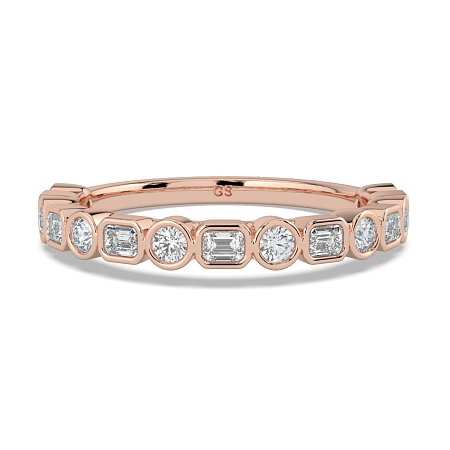 Cara Wedding Ring with Emerald and Round Diamonds on Band