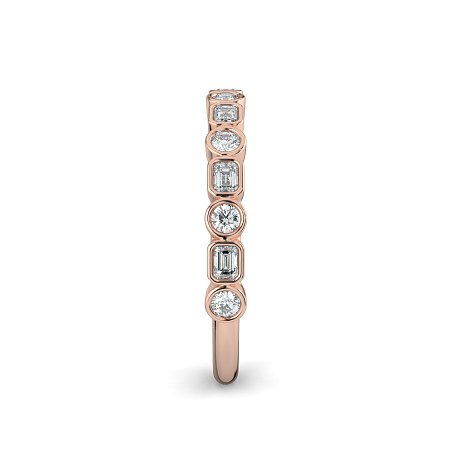 Cara Wedding Ring with Emerald and Round Diamonds on Band