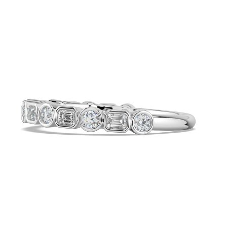 Cara Wedding Ring with Emerald and Round Diamonds on Band