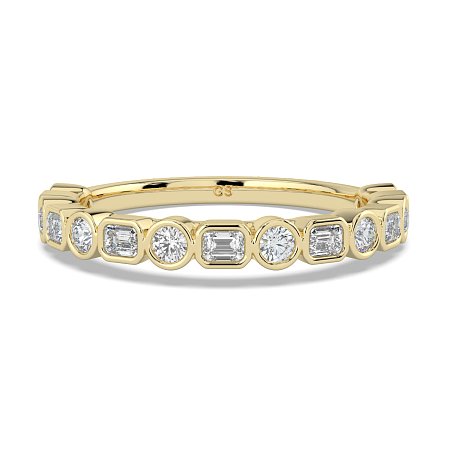 Cara Wedding Ring with Emerald and Round Diamonds on Band