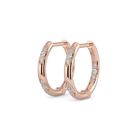Earring Huggies with Total 0.18cts Lab-Grown Round Diamonds