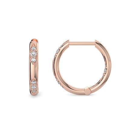 Earring Huggies with Total 0.18cts Lab-Grown Round Diamonds