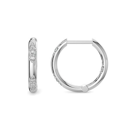 Earring Huggies with Total 0.18cts Lab-Grown Round Diamonds
