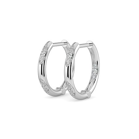 Earring Huggies with Total 0.18cts Lab-Grown Round Diamonds