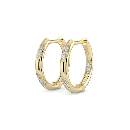 Earring Huggies with Total 0.18cts Lab-Grown Round Diamonds