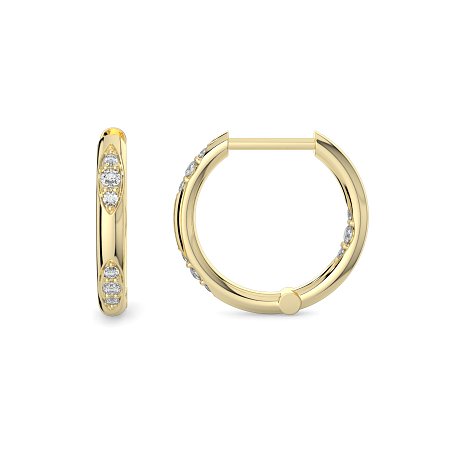 Earring Huggies with Total 0.18cts Lab-Grown Round Diamonds