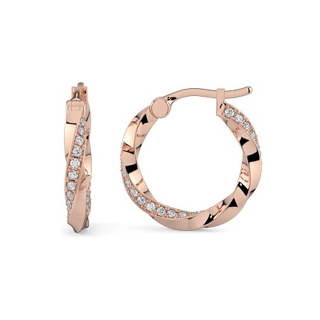Earring Huggies with Swirling Lab-grown Diamonds