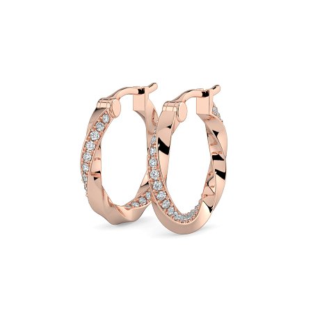 Earring Huggies with Swirling Lab-grown Diamonds