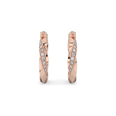Earring Huggies with Swirling Lab-grown Diamonds