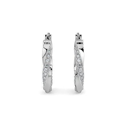 Earring Huggies with Swirling Lab-grown Diamonds
