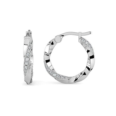 Earring Huggies with Swirling Lab-grown Diamonds