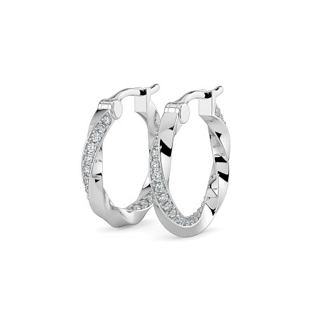 Earring Huggies with Swirling Lab-grown Diamonds