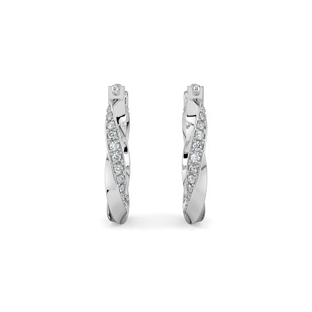 Earring Huggies with Swirling Lab-grown Diamonds