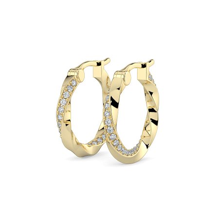 Earring Huggies with Swirling Lab-grown Diamonds