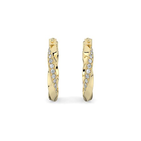 Earring Huggies with Swirling Lab-grown Diamonds