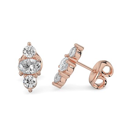 Trilogy Claw Set Earrings with Lab-grown Diamonds