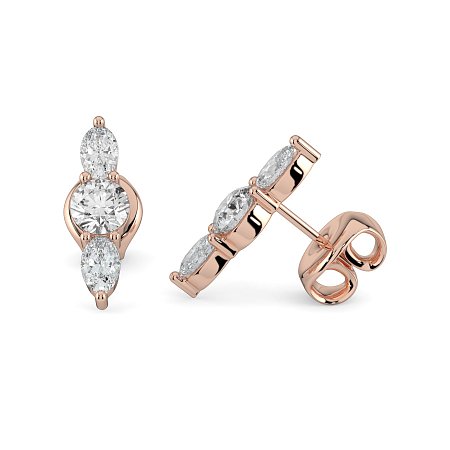 Trilogy Claw Set Earrings with Lab-grown Diamonds