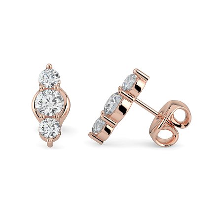 Trilogy Claw Set Earrings with Lab-grown Diamonds