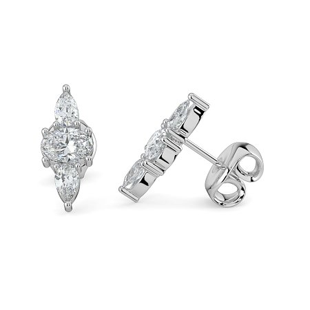 Trilogy Claw Set Earrings with Lab-grown Diamonds