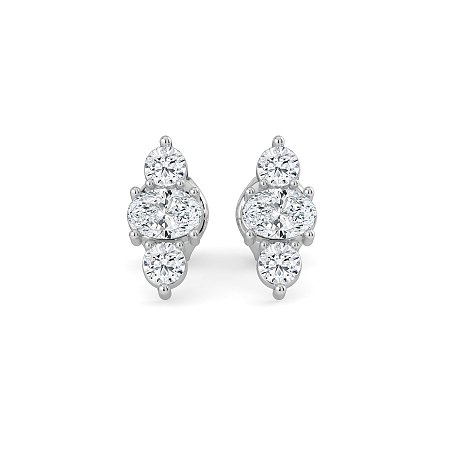 Trilogy Claw Set Earrings with Lab-grown Diamonds