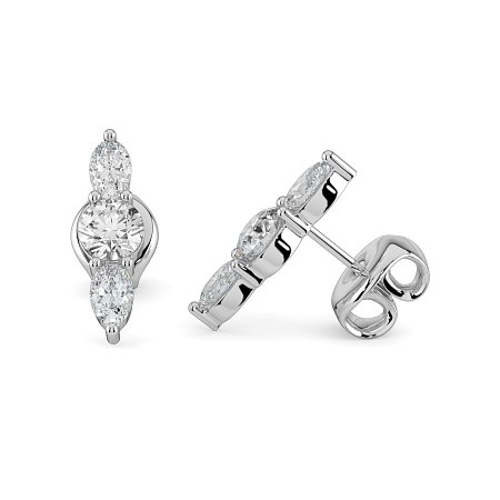 Trilogy Claw Set Earrings with Lab-grown Diamonds