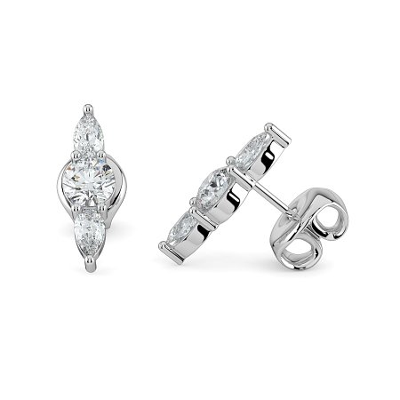 Trilogy Claw Set Earrings with Lab-grown Diamonds