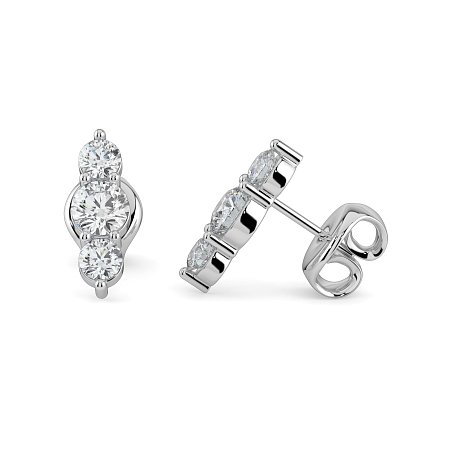 Trilogy Claw Set Earrings with Lab-grown Diamonds