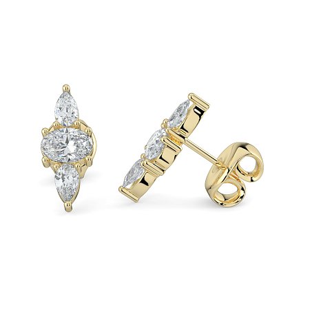 Trilogy Claw Set Earrings with Lab-grown Diamonds