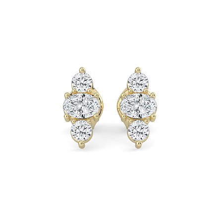 Trilogy Claw Set Earrings with Lab-grown Diamonds