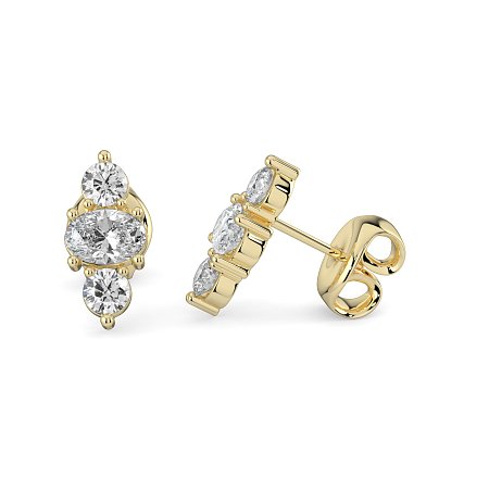 Trilogy Claw Set Earrings with Lab-grown Diamonds