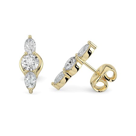 Trilogy Claw Set Earrings with Lab-grown Diamonds