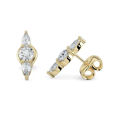 Trilogy Claw Set Earrings with Lab-grown Diamonds