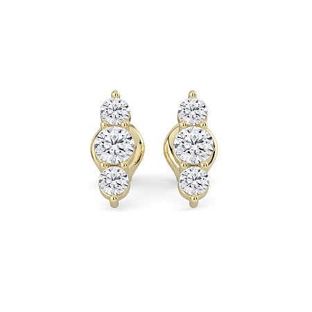 Trilogy Claw Set Earrings with Lab-grown Diamonds