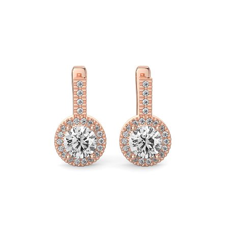 Earring Huggies with Claw Set Total 1.23cts Lab-Grown Round Diamonds