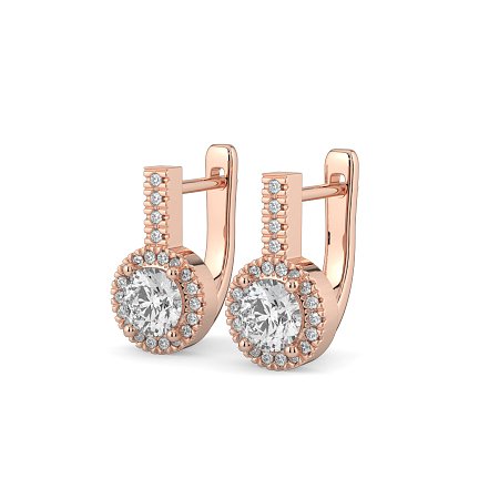 Earring Huggies with Claw Set Total 1.23cts Lab-Grown Round Diamonds